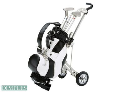 Silverline - Ledergolftasche auf Caddywagen